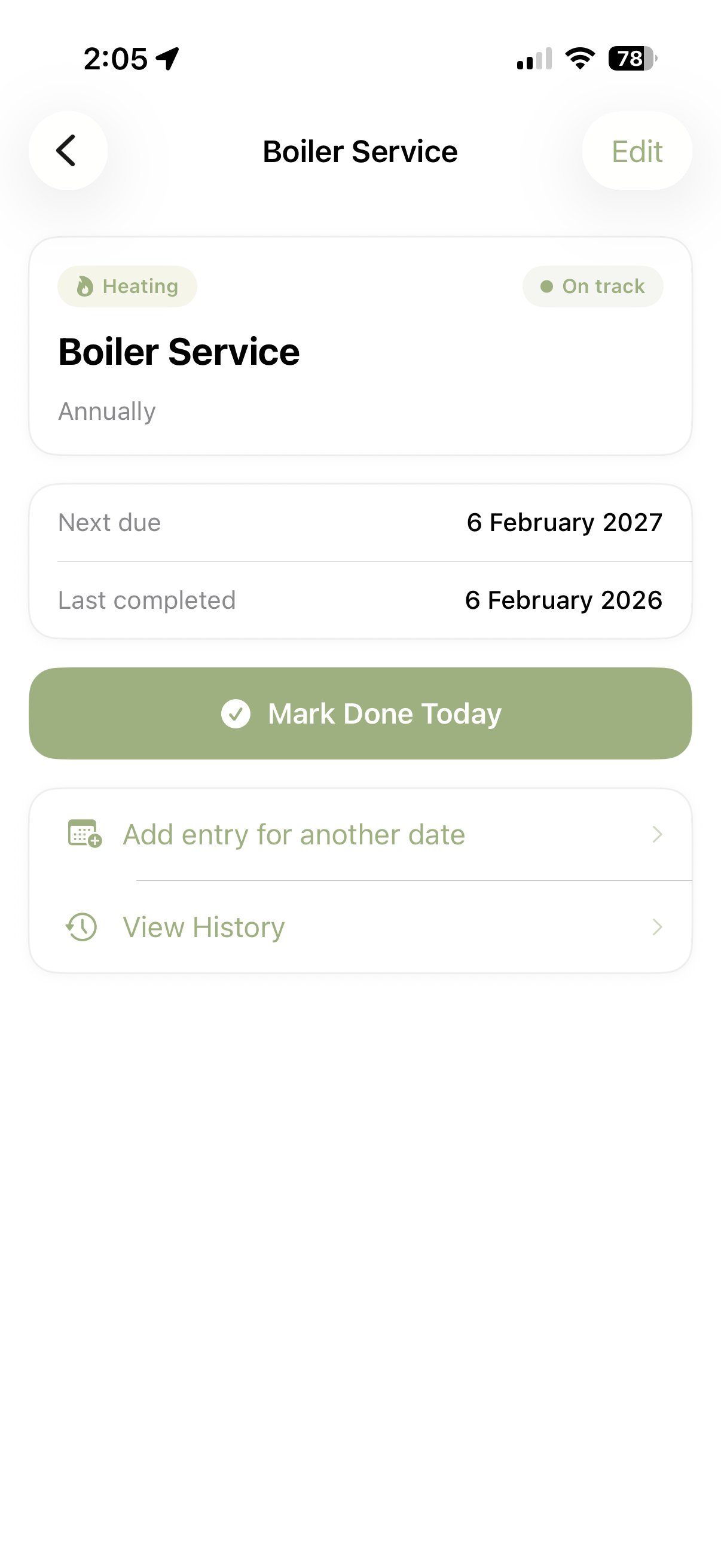 Kept task list screen